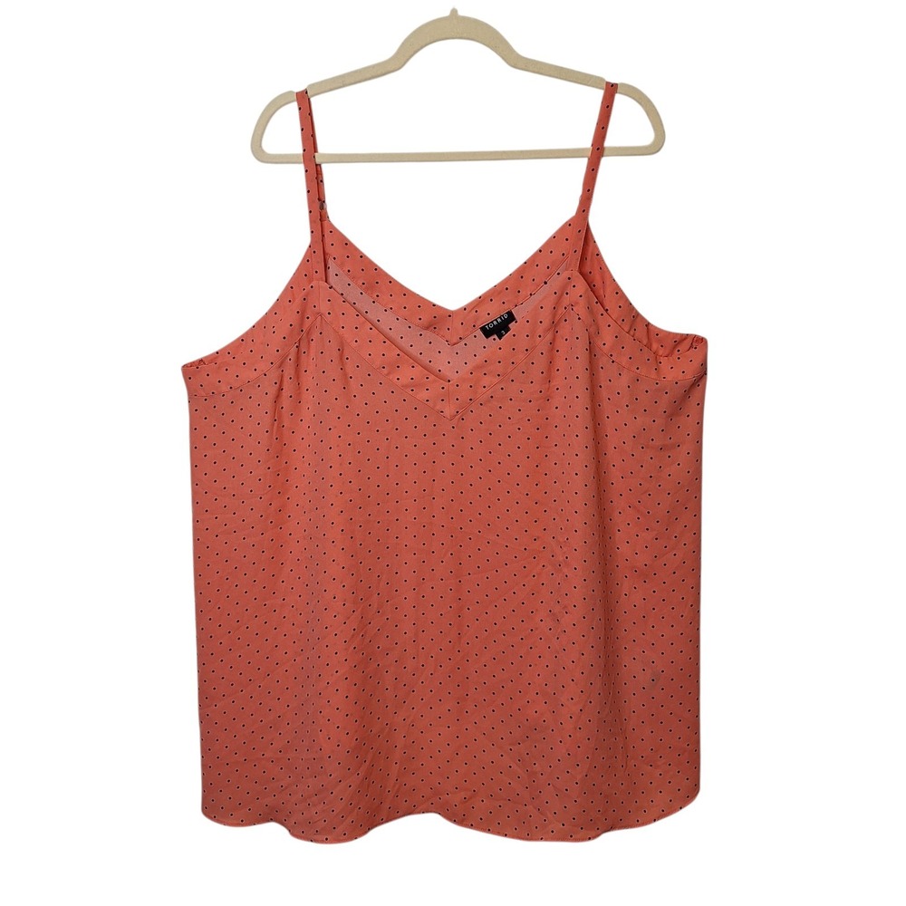 Torrid Womens Salmon Pink‎ V-Neck Sleeveless Polka Dot Blouse Top Size 3 US 3X